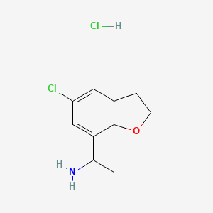 molecular formula C10H13Cl2NO B2766706 1-(5-Chloro-2,3-dihydro-1-benzofuran-7-yl)ethan-1-amine hydrochloride CAS No. 2137690-77-6