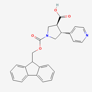 molecular formula C25H22N2O4 B2766723 (3S,4R)-1-(9H-Fluoren-9-ylmethoxycarbonyl)-4-pyridin-4-ylpyrrolidine-3-carboxylic acid CAS No. 2350663-23-7