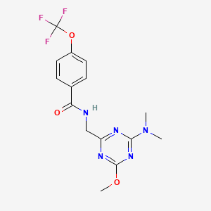 molecular formula C15H16F3N5O3 B2766725 N-((4-(dimethylamino)-6-methoxy-1,3,5-triazin-2-yl)methyl)-4-(trifluoromethoxy)benzamide CAS No. 2034515-75-6