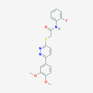 molecular formula C20H18FN3O3S B2766730 2-((6-(3,4-dimethoxyphenyl)pyridazin-3-yl)thio)-N-(2-fluorophenyl)acetamide CAS No. 626223-37-8