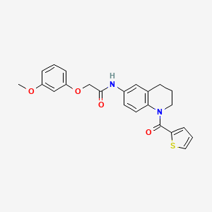 molecular formula C23H22N2O4S B2766731 2-(3-methoxyphenoxy)-N-(1-(thiophene-2-carbonyl)-1,2,3,4-tetrahydroquinolin-6-yl)acetamide CAS No. 1005292-66-9