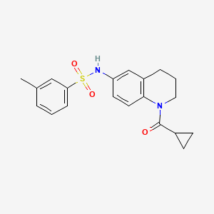 molecular formula C20H22N2O3S B2766734 N-[1-(cyclopropanecarbonyl)-3,4-dihydro-2H-quinolin-6-yl]-3-methylbenzenesulfonamide CAS No. 932364-15-3