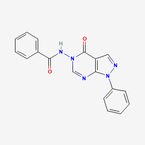 molecular formula C18H13N5O2 B2766735 N-{4-oxo-1-phenyl-1H,4H,5H-pyrazolo[3,4-d]pyrimidin-5-yl}benzamide CAS No. 69722-21-0