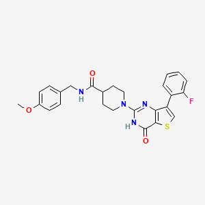 molecular formula C26H25FN4O3S B2766741 1-[7-(2-fluorophenyl)-4-oxo-3,4-dihydrothieno[3,2-d]pyrimidin-2-yl]-N-(4-methoxybenzyl)piperidine-4-carboxamide CAS No. 1243035-12-2