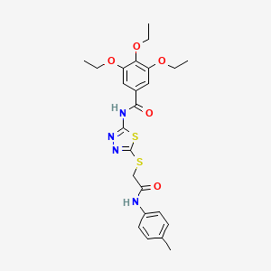 molecular formula C24H28N4O5S2 B2766783 3,4,5-三乙氧基-N-(5-((2-氧代-2-(对甲苯胺基)乙基)硫代)-1,3,4-噻二唑-2-基)苯甲酰胺 CAS No. 392291-78-0