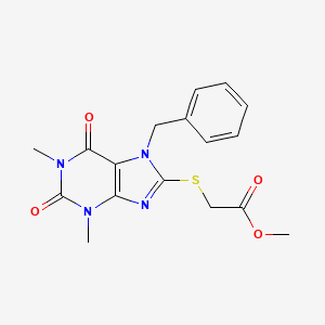 molecular formula C17H18N4O4S B2766804 Methyl 2-(7-benzyl-1,3-dimethyl-2,6-dioxopurin-8-yl)sulfanylacetate CAS No. 373369-45-0