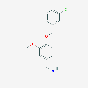molecular formula C16H18ClNO2 B276681 N-{4-[(3-chlorobenzyl)oxy]-3-methoxybenzyl}-N-methylamine 