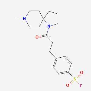 molecular formula C18H25FN2O3S B2766816 4-[3-(8-Methyl-1,8-diazaspiro[4.5]decan-1-yl)-3-oxopropyl]benzenesulfonyl fluoride CAS No. 2249108-79-8