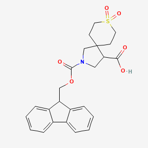 molecular formula C24H25NO6S B2766817 2-(((9H-Fluoren-9-yl)methoxy)carbonyl)-8-thia-2-azaspiro[4.5]decane-4-carboxylic acid 8,8-dioxide CAS No. 1823835-45-5