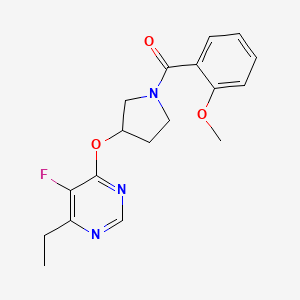 molecular formula C18H20FN3O3 B2766820 (3-((6-乙基-5-氟嘧啶-4-基)氧基)吡咯烷-1-基)(2-甲氧基苯基)甲酮 CAS No. 2034574-09-7