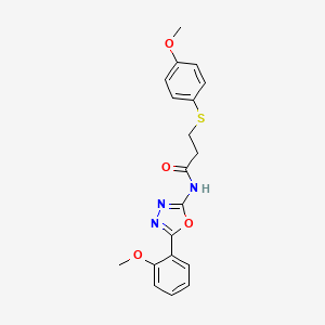 molecular formula C19H19N3O4S B2766821 N-(5-(2-methoxyphenyl)-1,3,4-oxadiazol-2-yl)-3-((4-methoxyphenyl)thio)propanamide CAS No. 942007-09-2