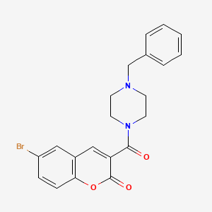 molecular formula C21H19BrN2O3 B2766823 3-(4-benzylpiperazine-1-carbonyl)-6-bromo-2H-chromen-2-one 