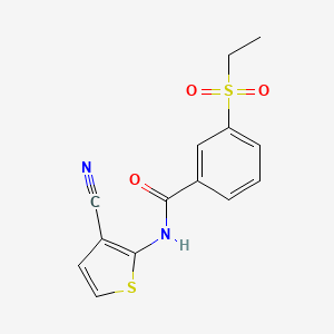 molecular formula C14H12N2O3S2 B2766826 N-(3-cyanothiophen-2-yl)-3-ethylsulfonylbenzamide CAS No. 898459-46-6