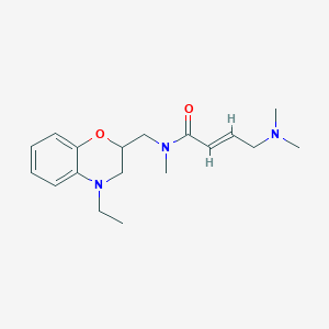 molecular formula C18H27N3O2 B2766827 (E)-4-(Dimethylamino)-N-[(4-ethyl-2,3-dihydro-1,4-benzoxazin-2-yl)methyl]-N-methylbut-2-enamide CAS No. 2411323-37-8