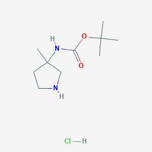 molecular formula C10H21ClN2O2 B2766829 叔丁基 N-(3-甲基吡咯烷-3-基)甲酸酯盐酸盐 CAS No. 1946021-37-9