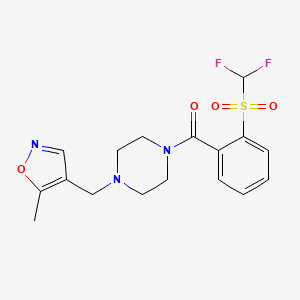 molecular formula C17H19F2N3O4S B2766832 (2-((二氟甲基)磺酰基)苯基)(4-((5-甲基异噻唑-4-基)甲基哌嗪-1-基)甲酮 CAS No. 2034336-39-3