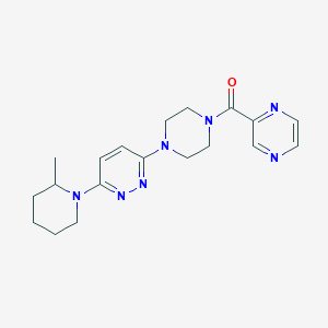 molecular formula C19H25N7O B2766837 (4-(6-(2-甲基哌啶-1-基)吡啶并[3,2-d]嘧啶-3-基)哌嗪-1-基)(吡嗪-2-基)甲酮 CAS No. 1251610-15-7