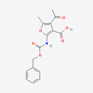 molecular formula C16H15NO6 B2766844 4-Acetyl-5-methyl-2-(phenylmethoxycarbonylamino)furan-3-carboxylic acid CAS No. 2287318-76-5