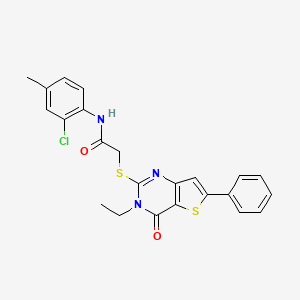 molecular formula C23H20ClN3O2S2 B2766846 N-(2-chloro-4-methylphenyl)-2-((3-ethyl-4-oxo-6-phenyl-3,4-dihydrothieno[3,2-d]pyrimidin-2-yl)thio)acetamide CAS No. 1207030-30-5