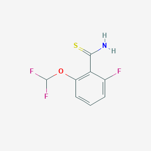 molecular formula C8H6F3NOS B2766851 2-(Difluoromethoxy)-6-fluorobenzene-1-carbothioamide CAS No. 1155138-78-5