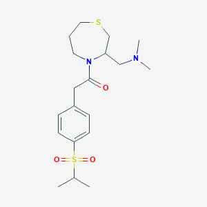 molecular formula C19H30N2O3S2 B2766853 1-(3-((二甲胺)甲基)-1,4-噻吩并[4-异丙基磺酰基]苯基)乙酮 CAS No. 1448063-29-3