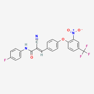 molecular formula C23H13F4N3O4 B2766858 (E)-2-cyano-N-(4-fluorophenyl)-3-[4-[2-nitro-4-(trifluoromethyl)phenoxy]phenyl]prop-2-enamide CAS No. 340227-75-0