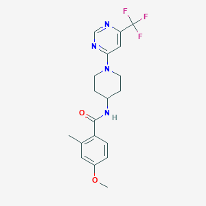 molecular formula C19H21F3N4O2 B2766862 4-methoxy-2-methyl-N-{1-[6-(trifluoromethyl)-4-pyrimidinyl]-4-piperidyl}benzamide CAS No. 1775492-46-0