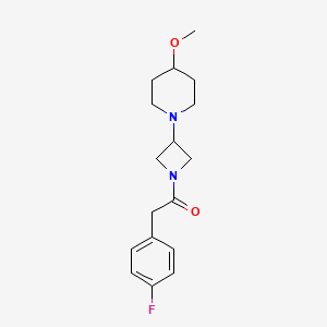 molecular formula C17H23FN2O2 B2766879 2-(4-Fluorophenyl)-1-(3-(4-methoxypiperidin-1-yl)azetidin-1-yl)ethanone CAS No. 2034489-47-7