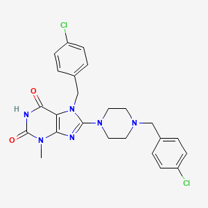 molecular formula C24H24Cl2N6O2 B2766885 7-(4-chlorobenzyl)-8-(4-(4-chlorobenzyl)piperazin-1-yl)-3-methyl-1H-purine-2,6(3H,7H)-dione CAS No. 898464-19-2