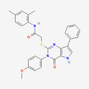 molecular formula C29H26N4O3S B2766917 N-(2,4-dimethylphenyl)-2-{[3-(4-methoxyphenyl)-4-oxo-7-phenyl-4,5-dihydro-3H-pyrrolo[3,2-d]pyrimidin-2-yl]sulfanyl}acetamide CAS No. 1794838-19-9