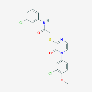 2-((4-(3-chloro-4-methoxyphenyl)-3-oxo-3,4-dihydropyrazin-2-yl)thio)-N-(3-chlorophenyl)acetamide