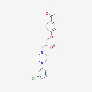 molecular formula C23H29ClN2O3 B2766925 1-(4-{3-[4-(3-Chloro-4-methylphenyl)piperazin-1-yl]-2-hydroxypropoxy}phenyl)propan-1-one CAS No. 695175-19-0