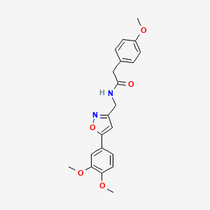 molecular formula C21H22N2O5 B2766926 N-((5-(3,4-二甲氧苯基)异噁唑-3-基)甲基)-2-(4-甲氧苯基)乙酰胺 CAS No. 953016-35-8