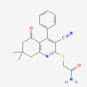 2-[(3-Cyano-7,7-dimethyl-5-oxo-4-phenyl-6,8-dihydroquinolin-2-yl)sulfanyl]acetamide