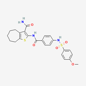 molecular formula C24H25N3O5S2 B2766940 2-[4-(4-methoxybenzenesulfonamido)benzamido]-4H,5H,6H,7H,8H-cyclohepta[b]thiophene-3-carboxamide CAS No. 886911-29-1