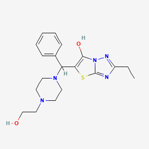 molecular formula C19H25N5O2S B2766955 2-Ethyl-5-((4-(2-hydroxyethyl)piperazin-1-yl)(phenyl)methyl)thiazolo[3,2-b][1,2,4]triazol-6-ol CAS No. 898366-65-9