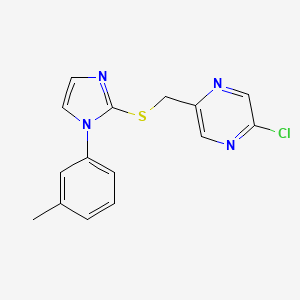 molecular formula C15H13ClN4S B2766961 2-chloro-5-({[1-(3-methylphenyl)-1H-imidazol-2-yl]sulfanyl}methyl)pyrazine CAS No. 1795502-50-9