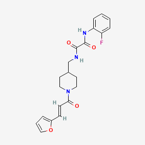 molecular formula C21H22FN3O4 B2766963 (E)-N1-(2-氟苯基)-N2-((1-(3-(呋喃-2-基)丙烯酰)哌啶-4-基)甲基)草酰胺 CAS No. 1235699-42-9