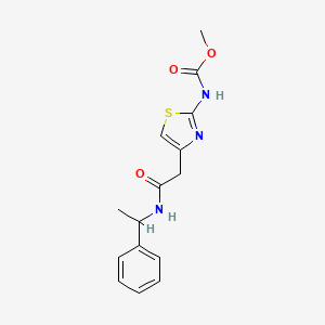 molecular formula C15H17N3O3S B2766966 Methyl (4-(2-oxo-2-((1-phenylethyl)amino)ethyl)thiazol-2-yl)carbamate CAS No. 946235-77-4
