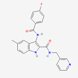 molecular formula C23H19FN4O2 B2766969 3-(4-氟苯甲酰胺基)-5-甲基-N-(吡啶-3-基甲基)-1H-吲哚-2-甲酰胺 CAS No. 1029764-91-7