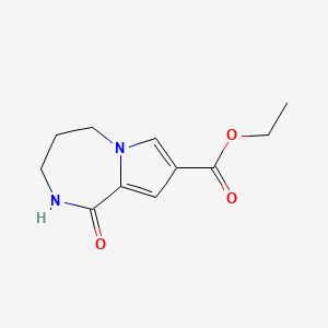 molecular formula C11H14N2O3 B2766970 乙酸-1-氧代-2,3,4,5-四氢-1H-吡咯并[1,2-a][1,4]二氮杂环庚烷-8-甲酸酯 CAS No. 1338563-17-9