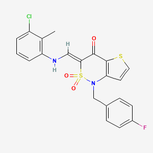 (3Z)-3-{[(3-chloro-2-methylphenyl)amino]methylene}-1-(4-fluorobenzyl)-1H-thieno[3,2-c][1,2]thiazin-4(3H)-one 2,2-dioxide