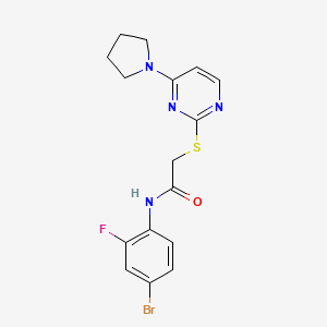 molecular formula C16H16BrFN4OS B2766991 N-(4-bromo-2-fluorophenyl)-2-((4-(pyrrolidin-1-yl)pyrimidin-2-yl)thio)acetamide CAS No. 1251694-82-2