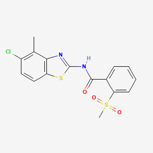 molecular formula C16H13ClN2O3S2 B2767009 N-(5-chloro-4-methylbenzo[d]thiazol-2-yl)-2-(methylsulfonyl)benzamide CAS No. 896270-09-0
