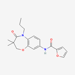 molecular formula C19H22N2O4 B2767019 N-(3,3-dimethyl-4-oxo-5-propyl-2,3,4,5-tetrahydrobenzo[b][1,4]oxazepin-8-yl)furan-2-carboxamide CAS No. 921870-15-7