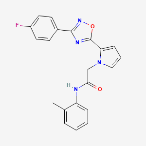 molecular formula C21H17FN4O2 B2767020 2-{2-[3-(4-fluorophenyl)-1,2,4-oxadiazol-5-yl]-1H-pyrrol-1-yl}-N-(2-methylphenyl)acetamide CAS No. 1261014-14-5