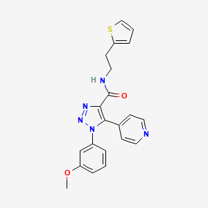 molecular formula C21H19N5O2S B2767021 1-(3-methoxyphenyl)-5-(pyridin-4-yl)-N-(2-(thiophen-2-yl)ethyl)-1H-1,2,3-triazole-4-carboxamide CAS No. 1326855-40-6