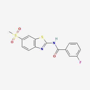 molecular formula C15H11FN2O3S2 B2767024 3-fluoro-N-(6-(methylsulfonyl)benzo[d]thiazol-2-yl)benzamide CAS No. 330201-82-6