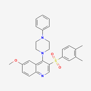 molecular formula C28H29N3O3S B2767040 3-((3,4-Dimethylphenyl)sulfonyl)-6-methoxy-4-(4-phenylpiperazin-1-yl)quinoline CAS No. 867040-45-7