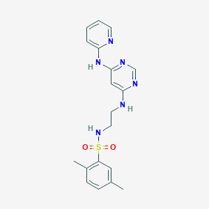 molecular formula C19H22N6O2S B2767041 2,5-二甲基-N-(2-((6-(吡啶-2-基氨基)嘧啶-4-基)氨基)乙基)苯磺酰胺 CAS No. 1421496-74-3